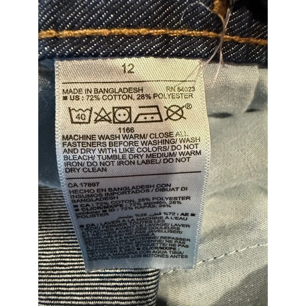 Old Navy Straight Leg Jeans Boys Size 12 Dark Wash Excellent Built-In Tough